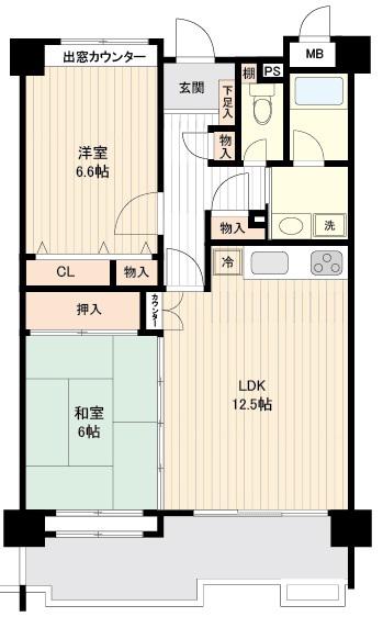 セリゼ雪谷(2LDK/2階)の間取り写真