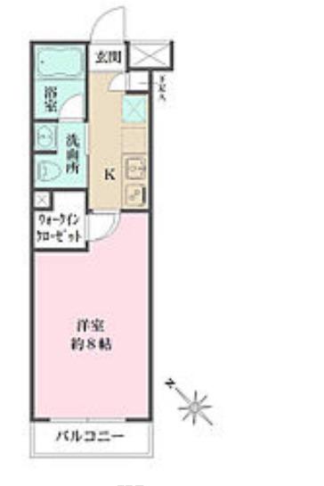 ベルフェリーク西小山(1K/4階)の間取り写真