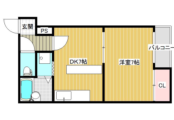 ハイツハピネス(1DK/2階)の間取り写真