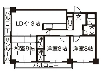 サザンコラム(3LDK/5階)の間取り写真