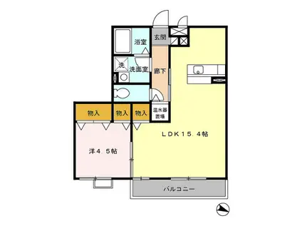 リヴェール山田 202(1LDK/2階)の間取り写真