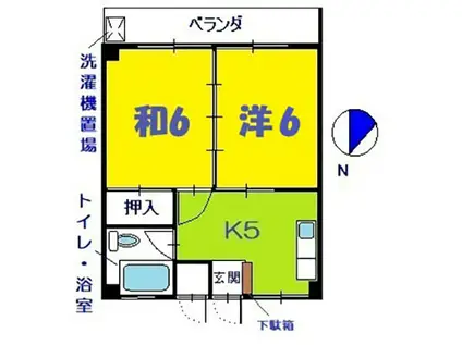 第一辻町マンション(2K/1階)の間取り写真