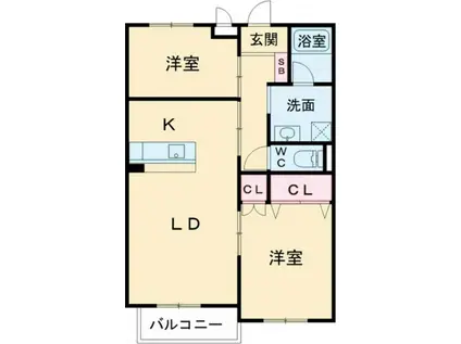 ゼルコバI(1SLDK/2階)の間取り写真