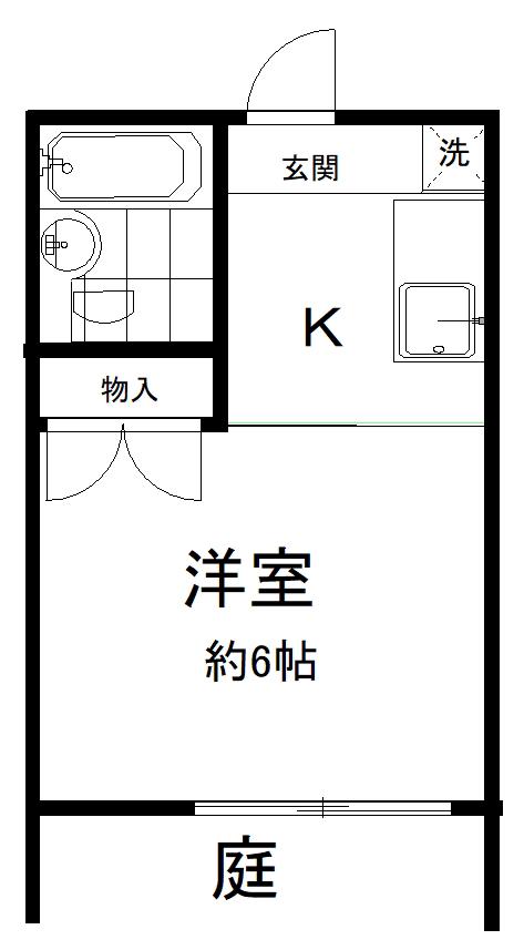 コーポミエ(1K/1階)の間取り写真