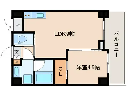 ノルデンハイム天神橋アドバンス(1LDK/15階)の間取り写真