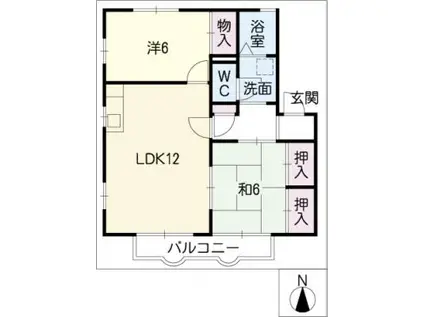 エクセル吉田II(2LDK/1階)の間取り写真