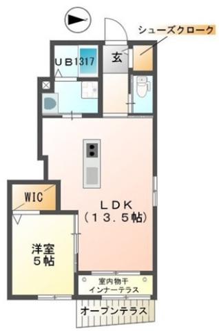 グランパレス浜松半田(1LDK/1階)の間取り写真
