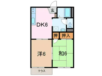 フレグランス廣町C(2DK/1階)の間取り写真