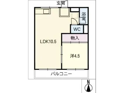 コーポかさい(1LDK/2階)の間取り写真