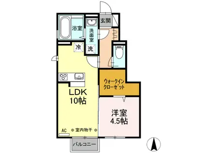 ル・ブランシェ(1LDK/1階)の間取り写真