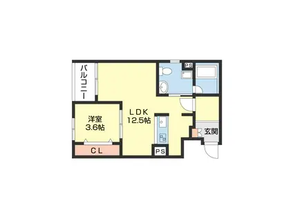 エルニド(1LDK/2階)の間取り写真
