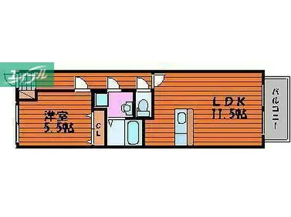 ライリヘル(1LDK/1階)の間取り写真