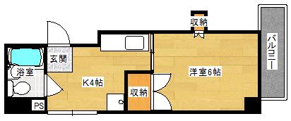 山市ビル(1K/5階)の間取り写真