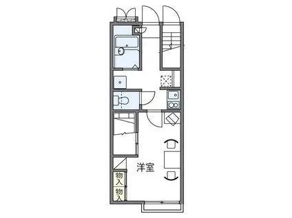 JR関西本線 八尾駅 徒歩20分 2階建 築22年(1K/2階)の間取り写真