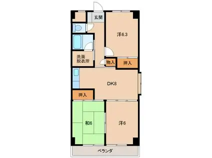 ヴァンティアン舟津(3DK/2階)の間取り写真