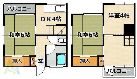 三原ハイツ(3DK/1階)の間取り写真