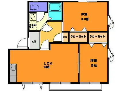 グリーンビラA(2LDK/2階)の間取り写真