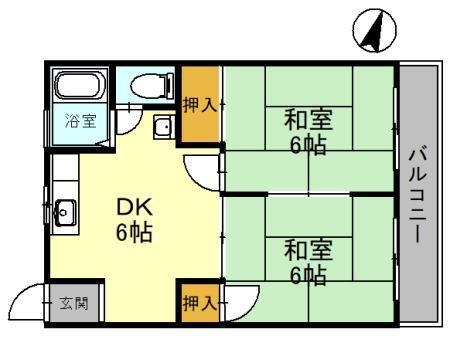 辻本マンション(2DK/1階)の間取り写真