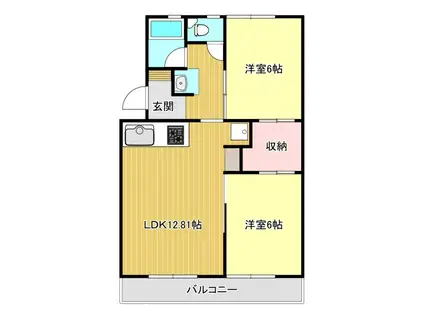 たちばなコーポ(2LDK/1階)の間取り写真