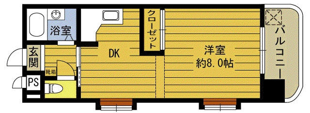 シャトレージュ大在(ワンルーム/4階)の間取り写真