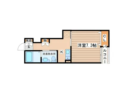 グランドソレイユ小松島(1K/1階)の間取り写真