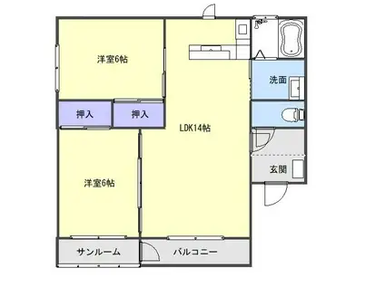 パークレーンD(2LDK/2階)の間取り写真