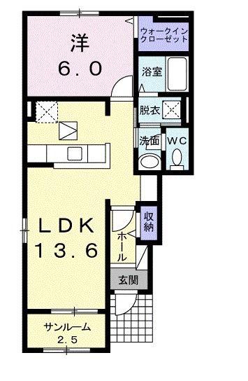 ラ メール デ ゼトワールII(1LDK/1階)の間取り写真