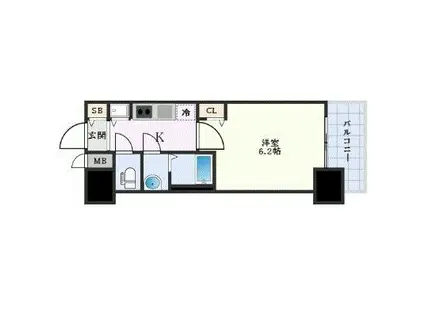 プレサンスOSAKA DOMECITYワンダー(1K/8階)の間取り写真