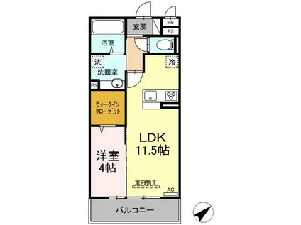 リヴィエール中央(1LDK/3階)の間取り写真