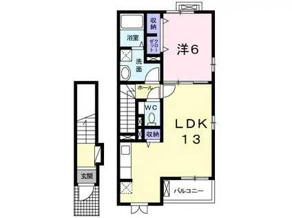 テラス南白土(1LDK/2階)の間取り写真
