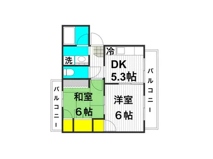 フラット・タームー(2DK/2階)の間取り写真