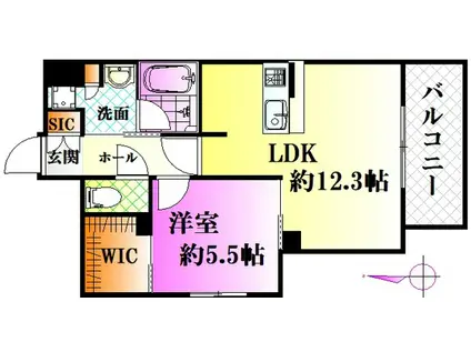 トラストコート中筋(1LDK/6階)の間取り写真