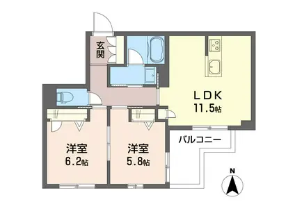 ベレオ東船橋(2LDK/4階)の間取り写真