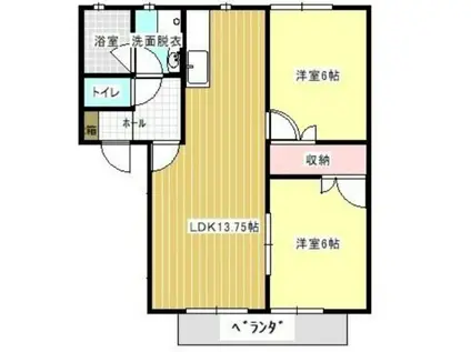 シンフォニーKUSUDO(2LDK/2階)の間取り写真