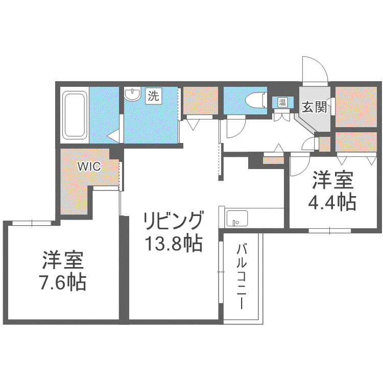 エフュート南円山(2LDK/1階)の間取り写真