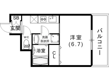 ワンゴークレスト(1K/3階)の間取り写真