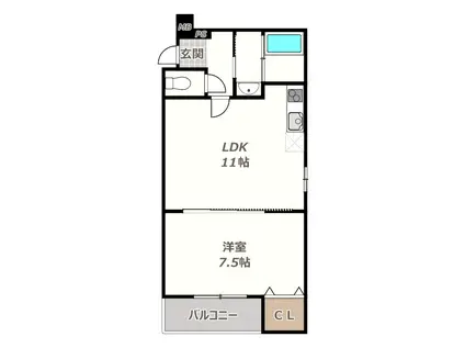 フジパレス桑津III番館(1LDK/3階)の間取り写真