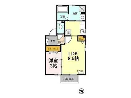 ディールームときわ台(1LDK/2階)の間取り写真