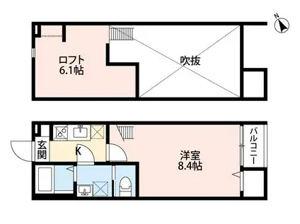 サンテラス浜野(1K/1階)の間取り写真