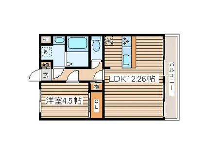 セレクト小松島(1LDK/2階)の間取り写真