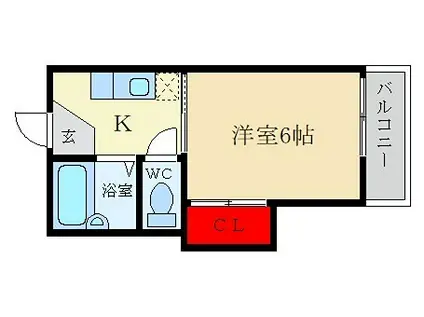 アーバンハイツ桜町(1K/2階)の間取り写真