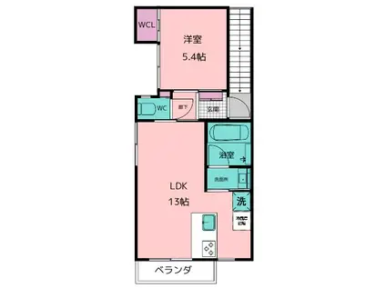 QUATRE HOUSE(1LDK/2階)の間取り写真