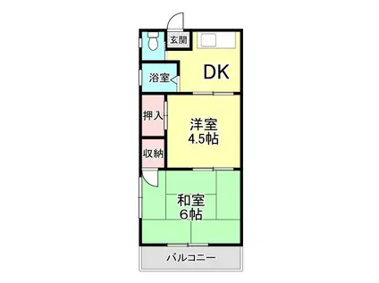 ゴールデンJASTハイム(2DK/2階)の間取り写真