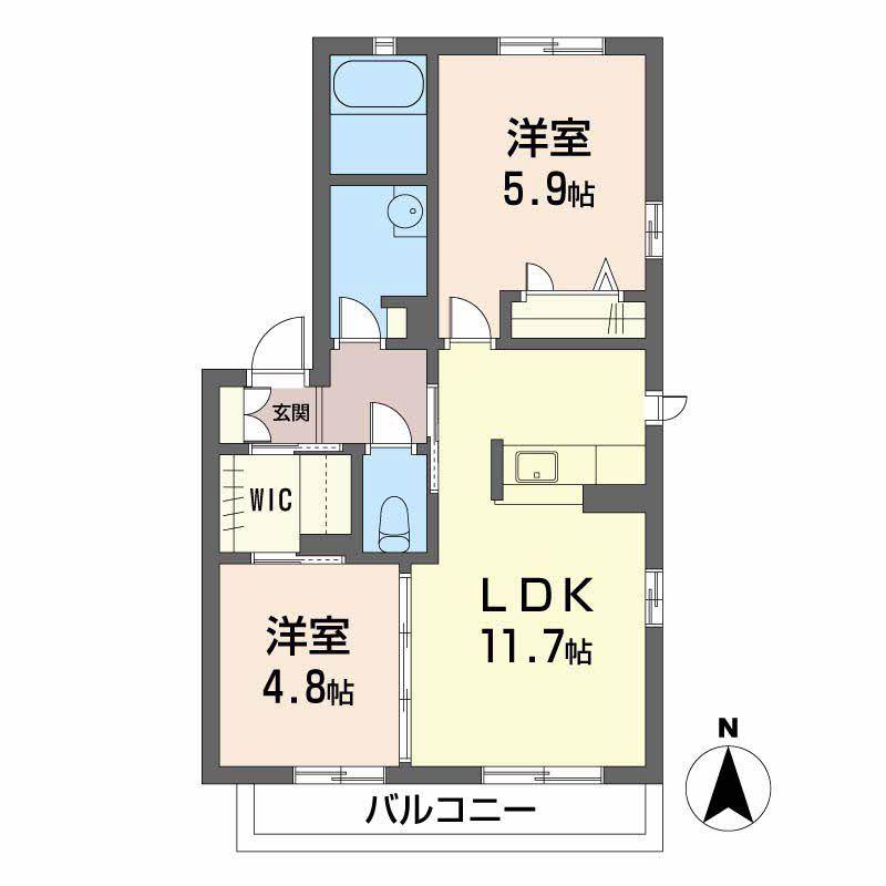 シャーメゾン安原(2LDK/2階)の間取り写真