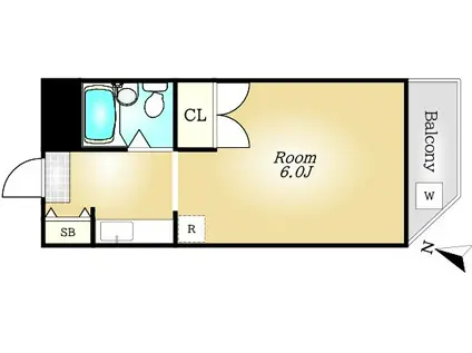 ホワイトハイツ(ワンルーム/2階)の間取り写真