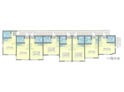 ユナイト衣笠モニカ・ベルべッチ(1K/2階)の間取り写真