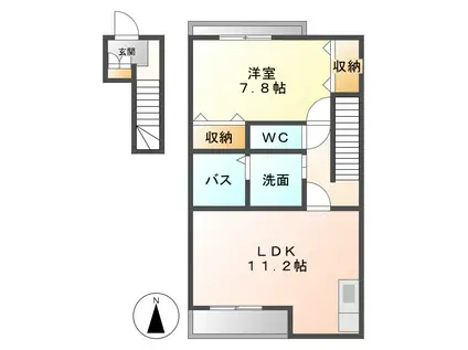 ルミエール(1LDK/2階)の間取り写真