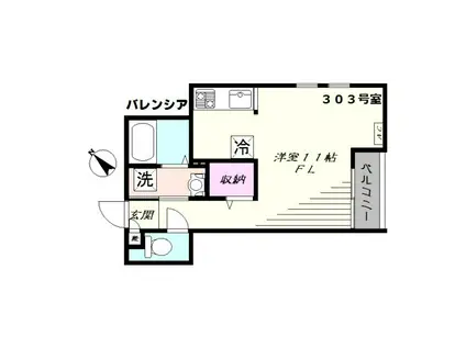 バレンシア(ワンルーム/3階)の間取り写真