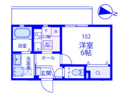 VIENTO(1K/2階)の間取り写真