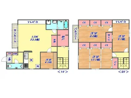 ウェルフェア魚崎(4LDK/1階)の間取り写真